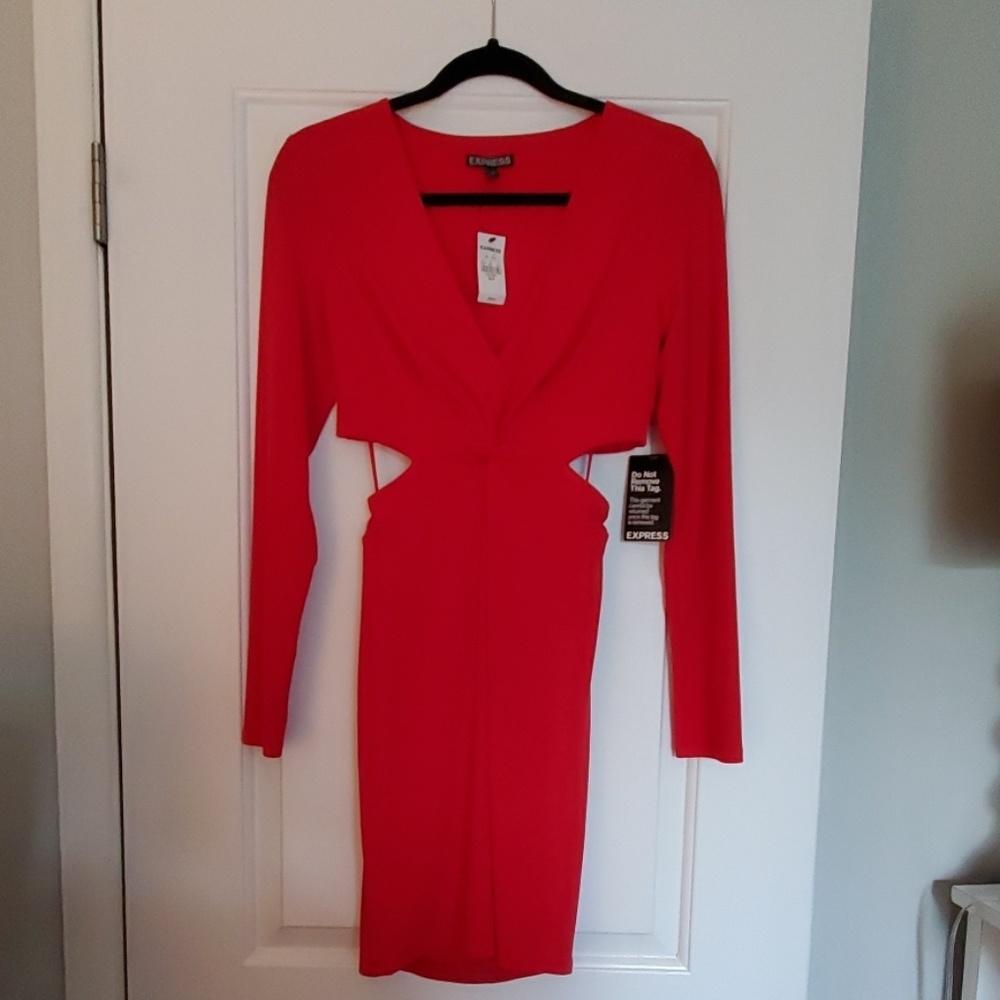 Express Red Cocktail Dress (Long Sleeve)
